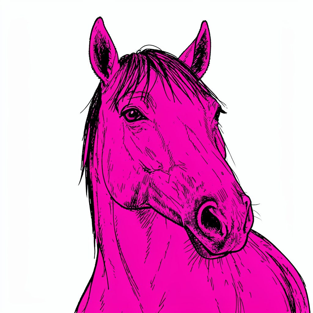 A hand-drawn ink illustration of a horse in motion, rendered in loose expressive strokes with deep navy and indigo tones against a warm parchment background, conveying strength and community spirit.